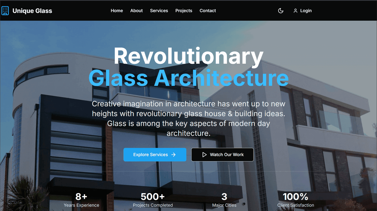 AD Glass Portal screenshot, project by Ahad Nawaz