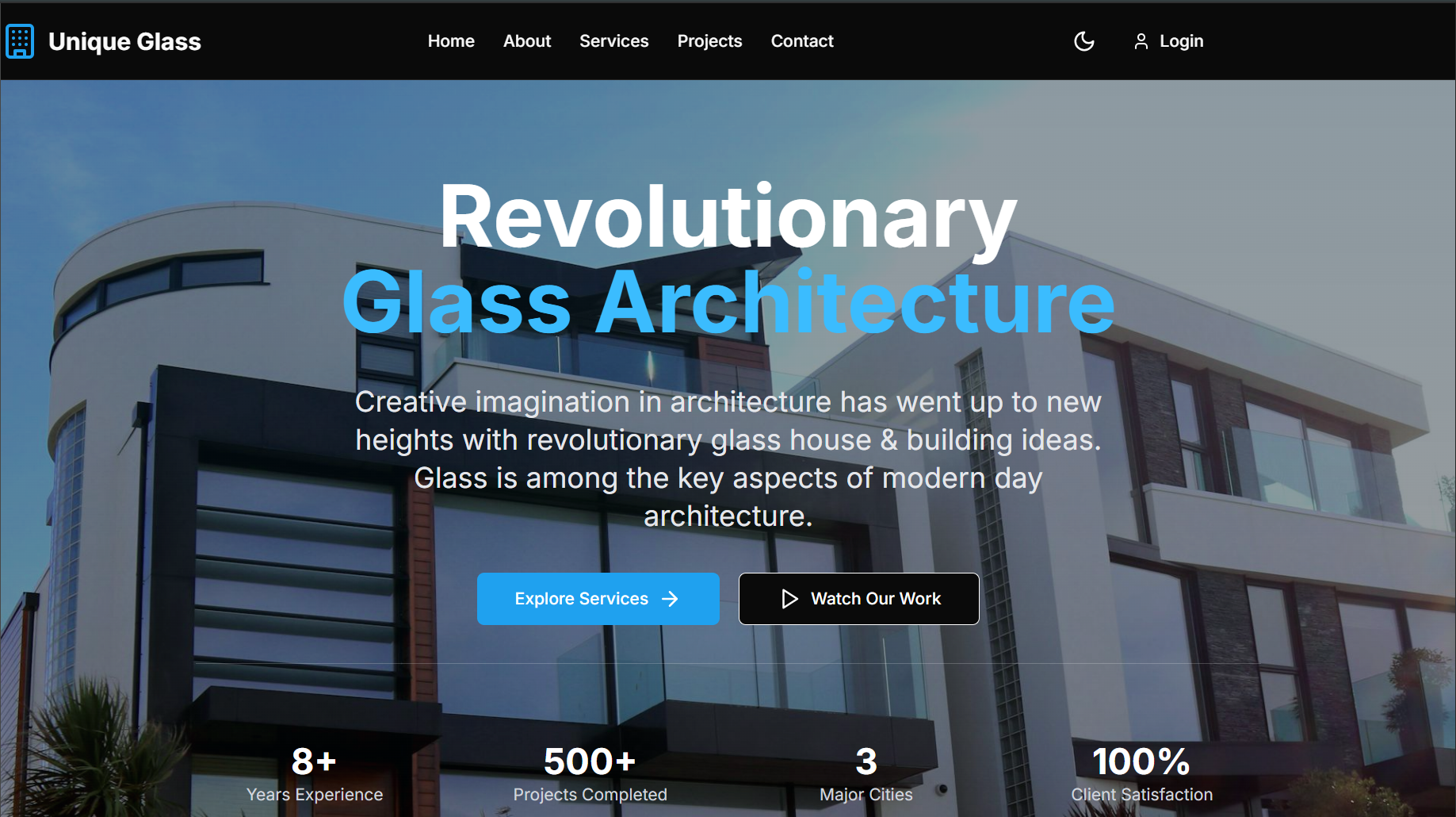 AD Glass Portal screenshot, project by Ahad Nawaz