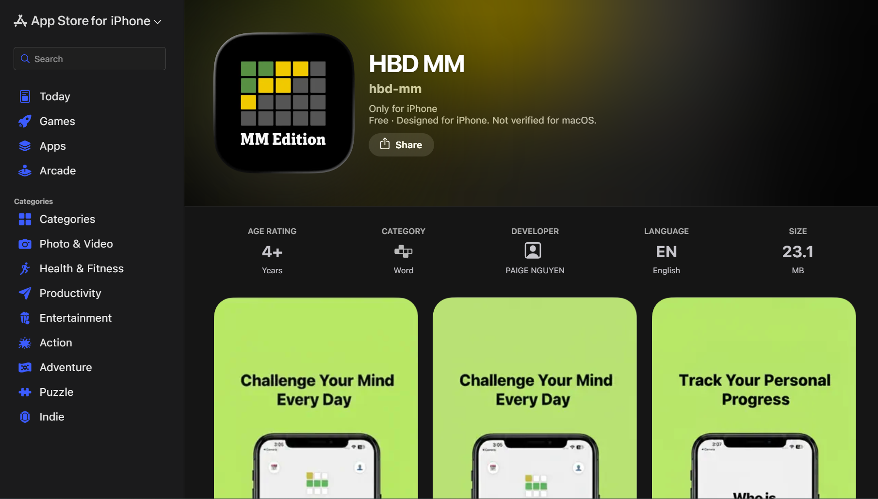 NYT Wordle iOS App screenshot, project by Ahad Nawaz